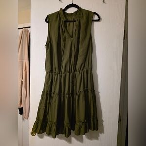 Green Ruched Halter Sundress